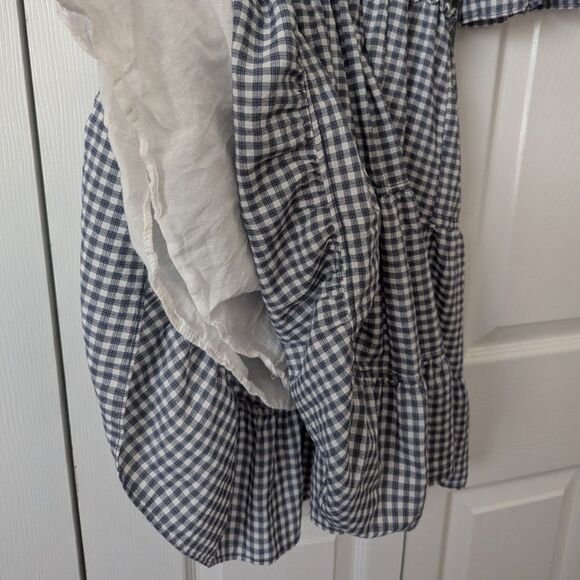 Max Studio Gingham Tiered Midi Dress | XS | Navy & White | Smocked Waist - Picture 4 of 6